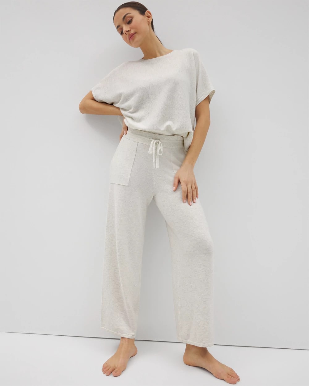 HEATHER CRYSTAL Sweater Wide-Leg Crop Pant