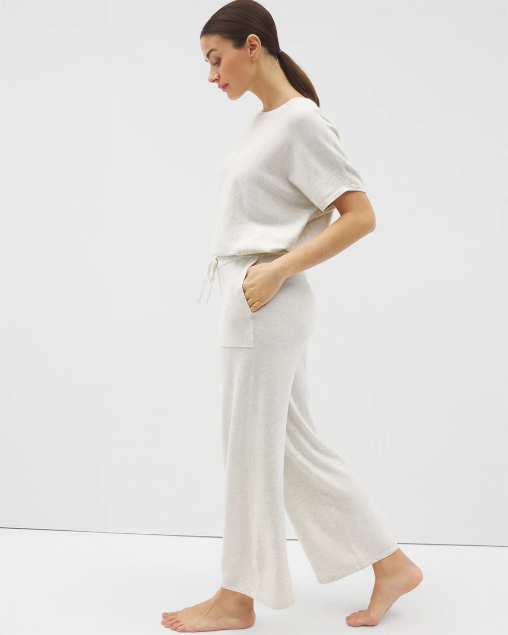 HEATHER CRYSTAL Sweater Wide-Leg Crop Pant