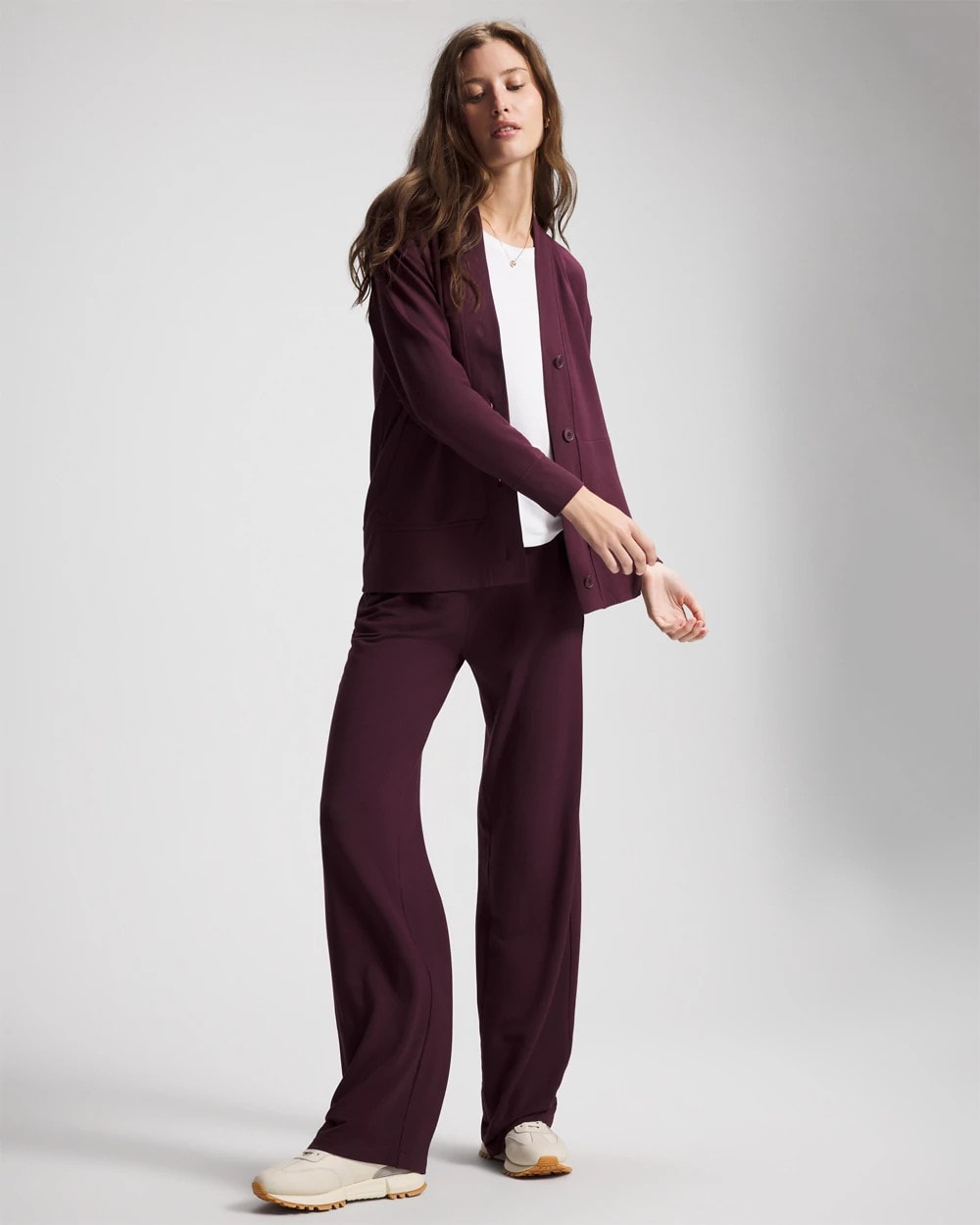 MERLOT Ultrasoft Fleece Relaxed Button Up Cardigan