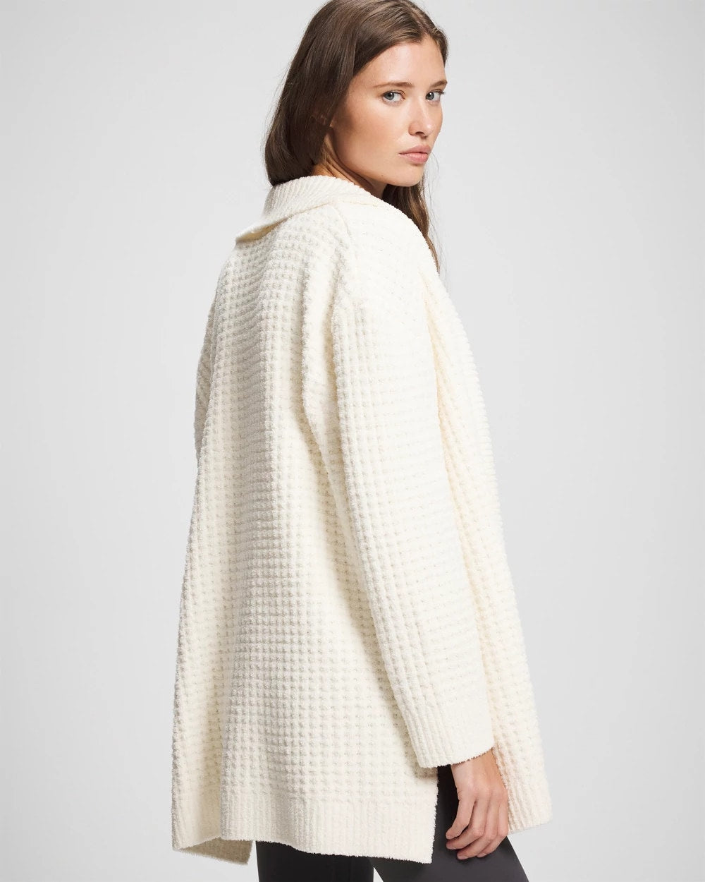 IVORY Textured Cardigan Sweater