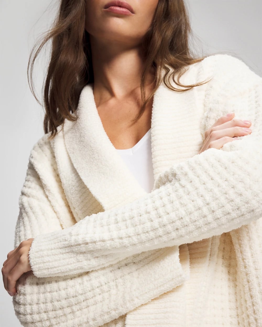 IVORY Textured Cardigan Sweater