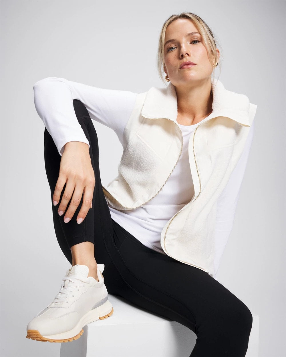 IVORY Sherpa Zip Up Vest