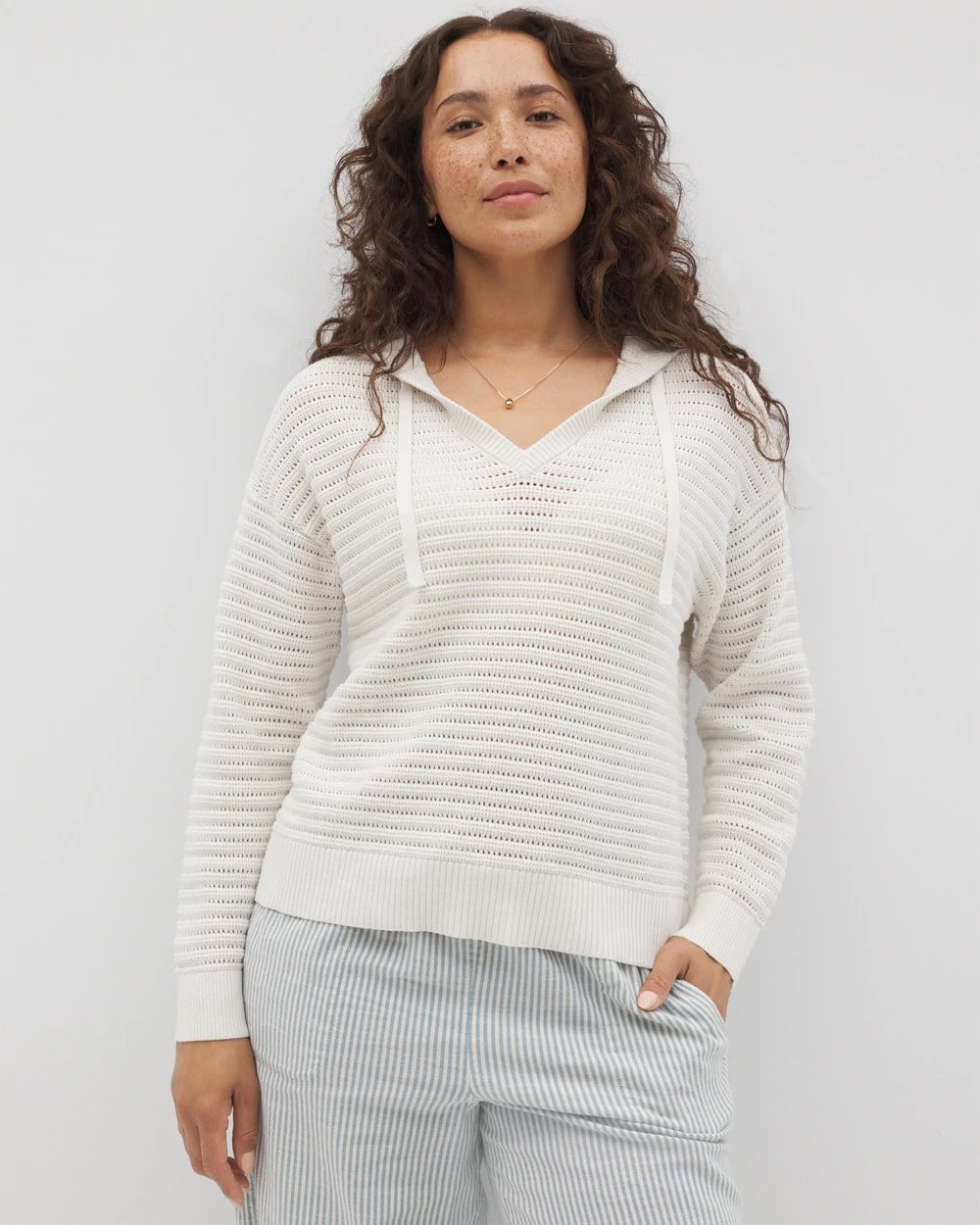 SALT MIST Cotton Open Stitch Hoodie