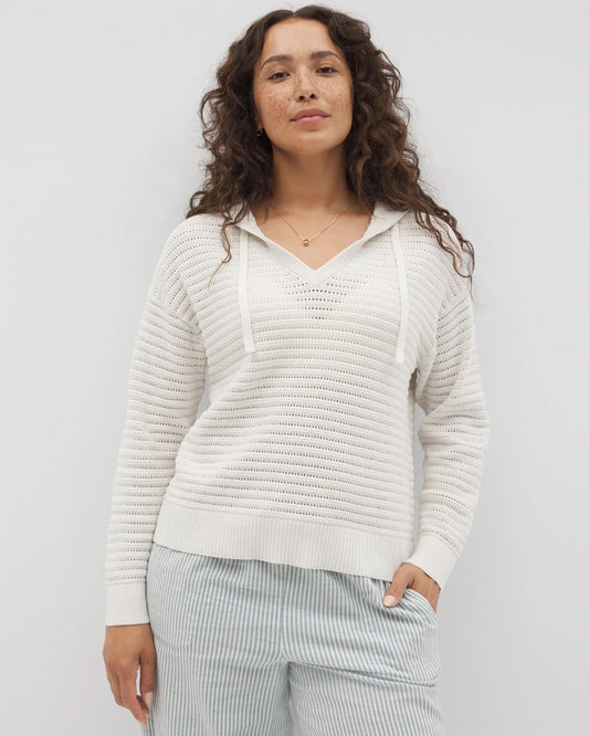 SALT MIST Cotton Open Stitch Hoodie