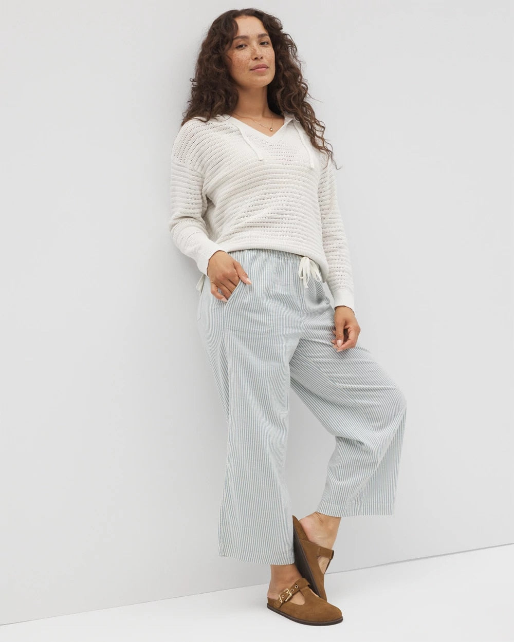 SALT MIST Cotton Open Stitch Hoodie