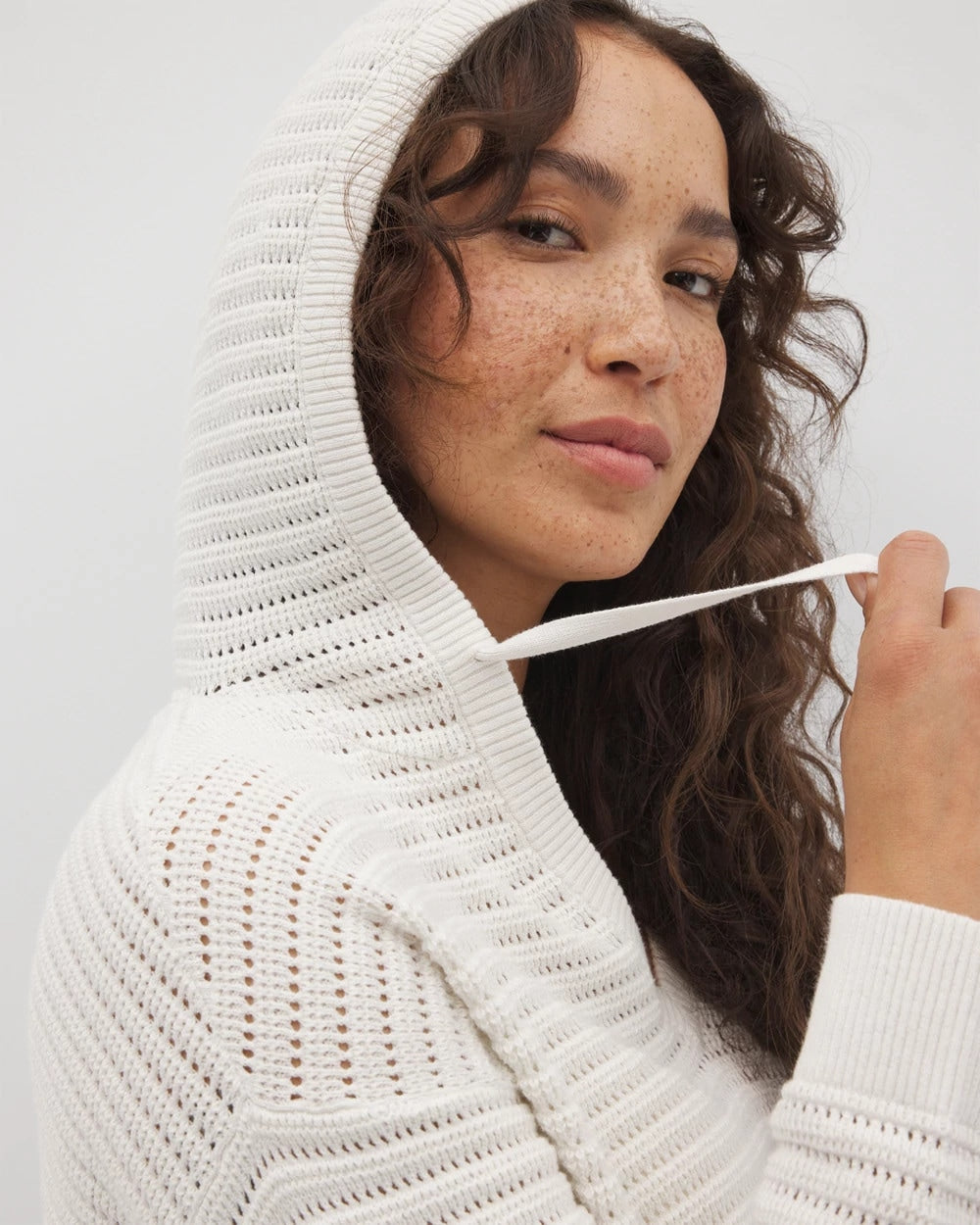 SALT MIST Cotton Open Stitch Hoodie