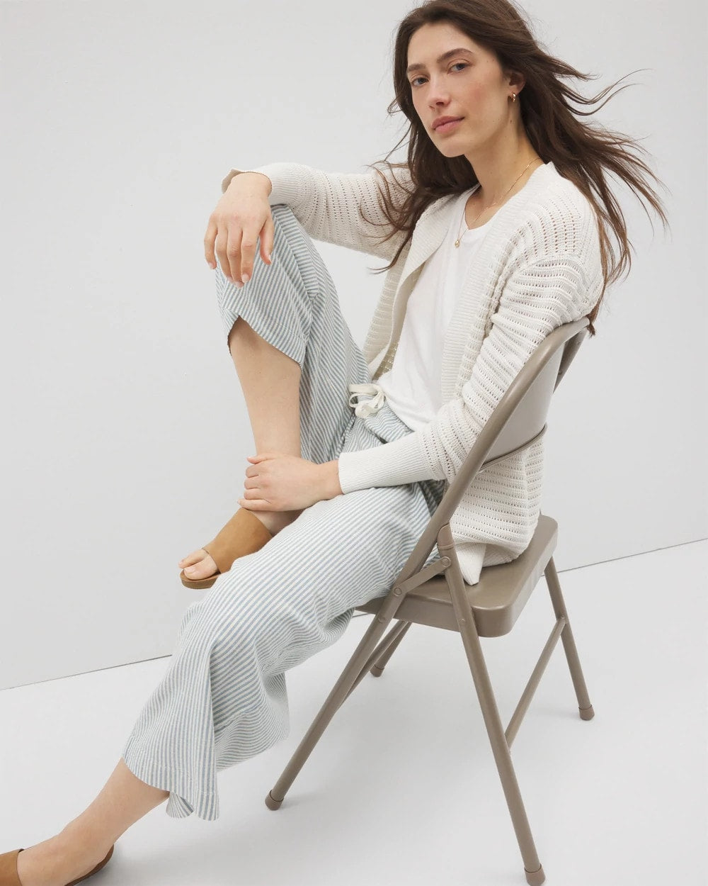 SALT MIST Cotton Open Stitch Cardigan