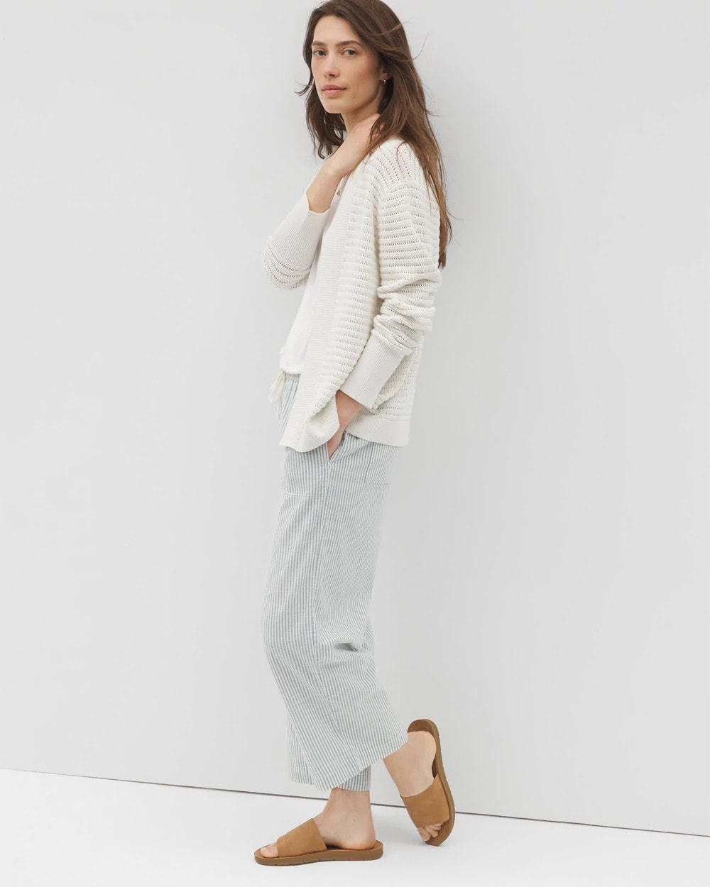 SALT MIST Cotton Open Stitch Cardigan