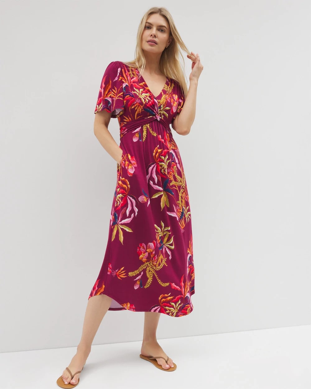 SUNRISE FLORA RED BEAUTY Pamilla Midi Bra Dress