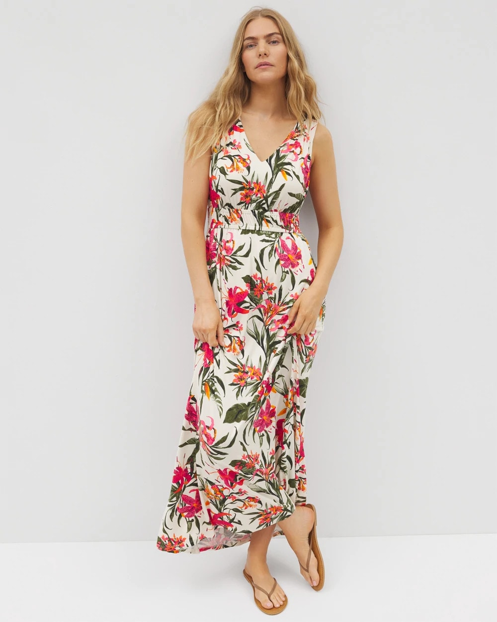 LE TIGRE TROPIC PARCHMENT Riviera Surplice Maxi Bra Dress