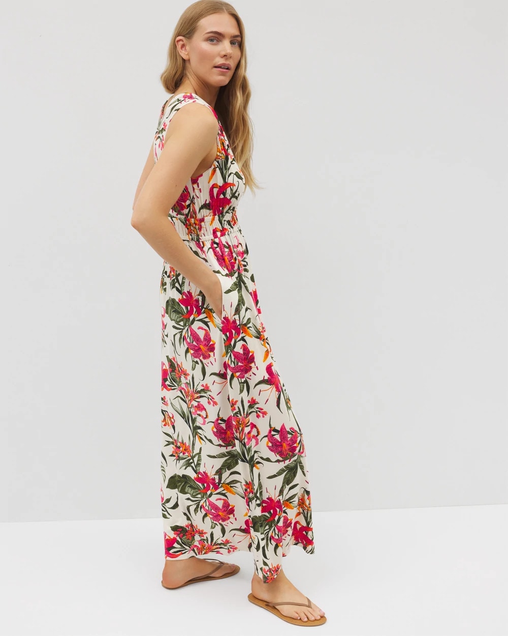 LE TIGRE TROPIC PARCHMENT Riviera Surplice Maxi Bra Dress