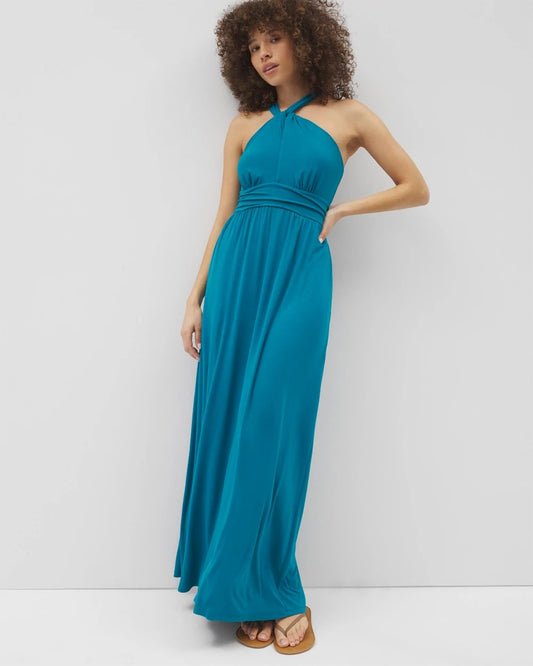 DEEP POSEIDON Bayside Halter Maxi Bra Dress