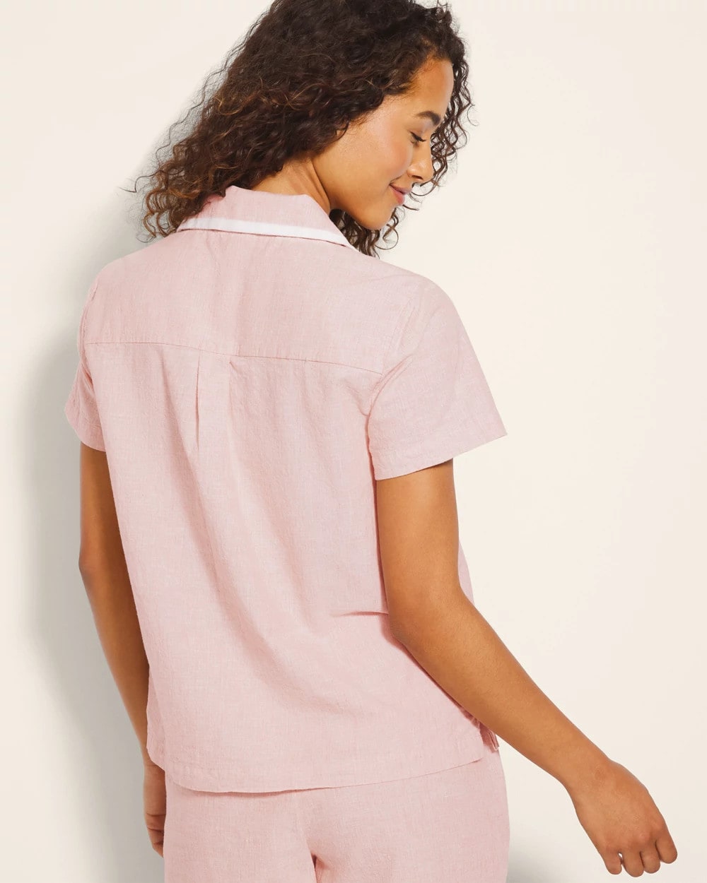 CREME BRULEE CROSSDYE Short-Sleeve Notch Collar Pajama Top