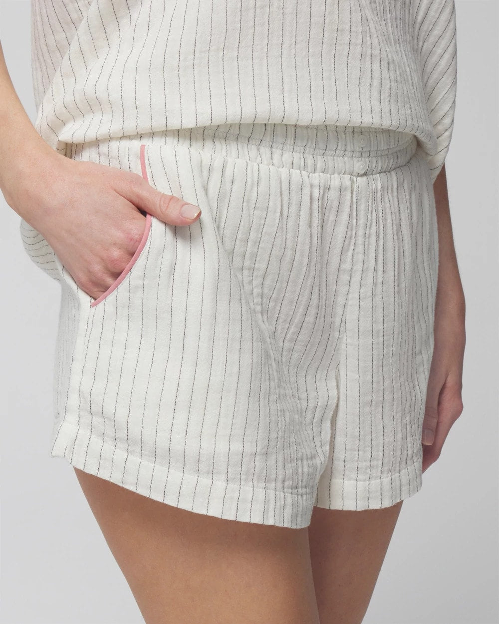 DBL CLOTH BW STRIPE Pajama Shorts