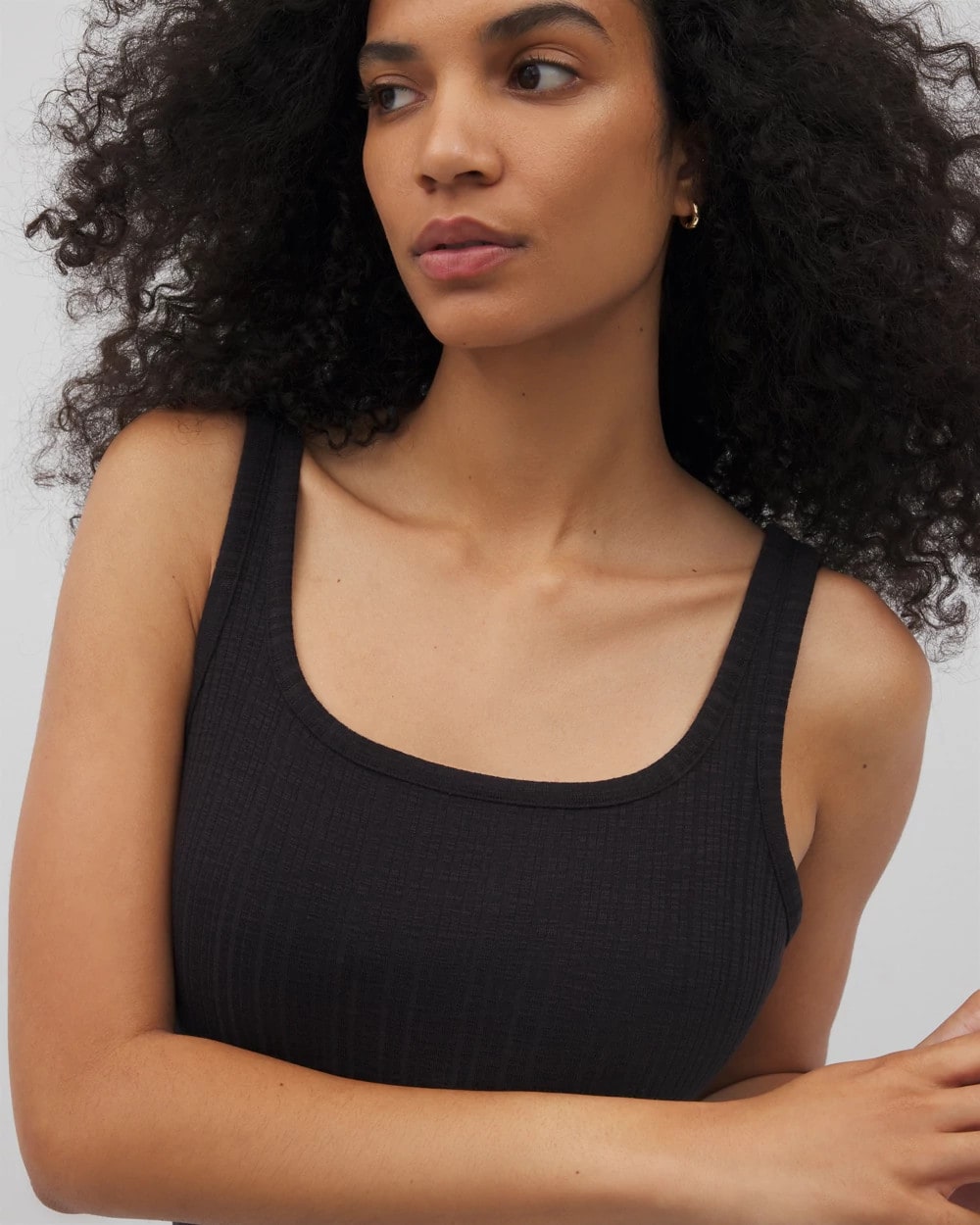 BLACK Rib Square Neck Lounge Dress