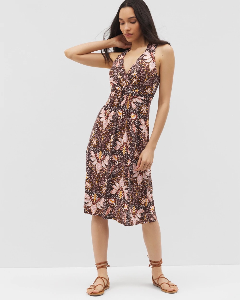 VIVID VINES FRENCH ROAST Cross Back Strap Bra Dress