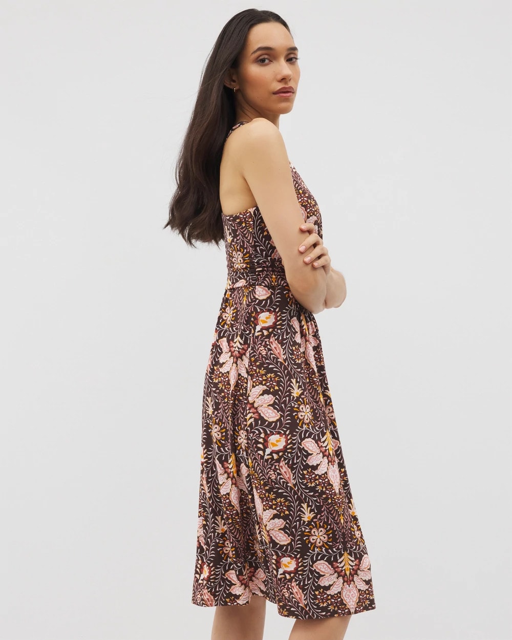 VIVID VINES FRENCH ROAST Cross Back Strap Bra Dress