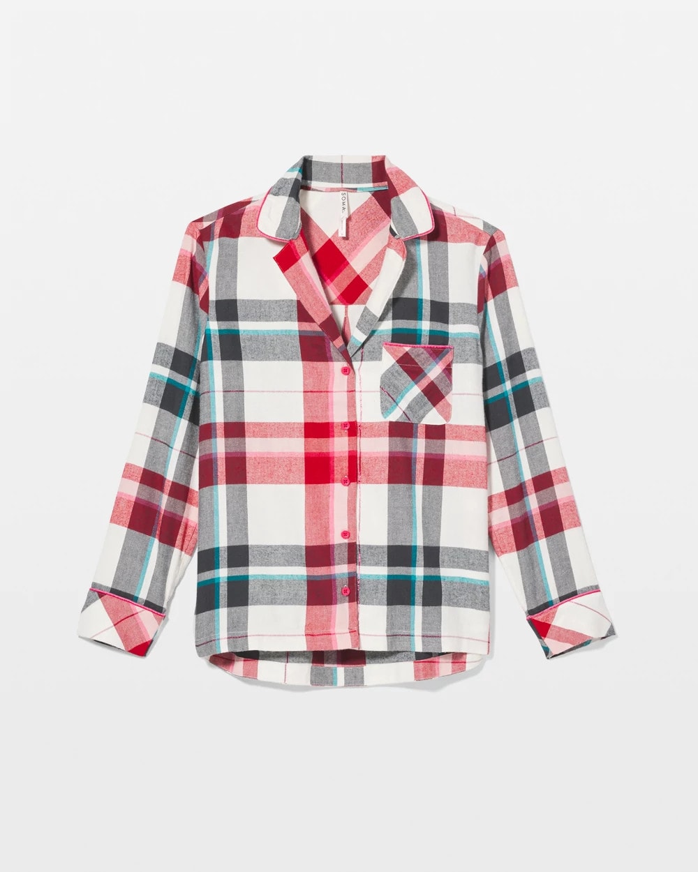 FIRESIDE PLAID CHAMPAGNE Super Soft Long-Sleeve Notch Collar Pajama Top