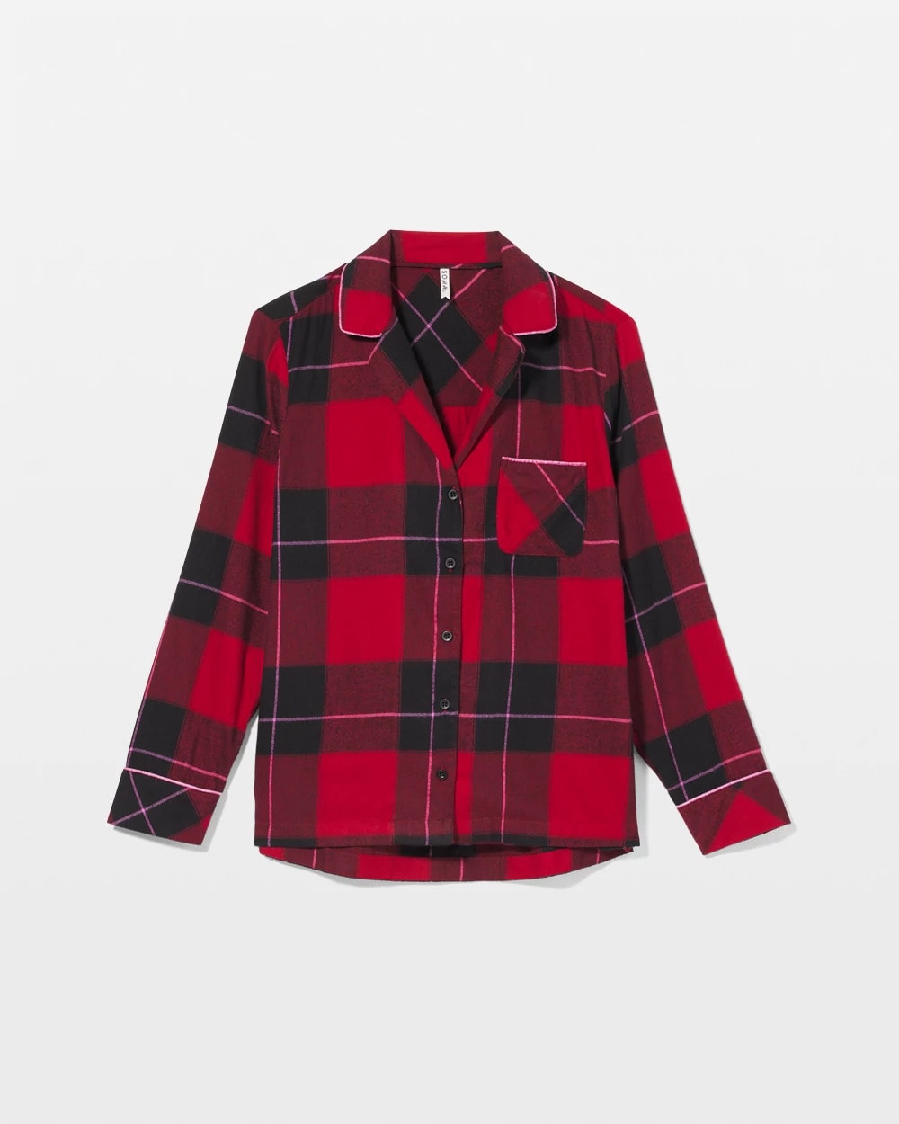 WRAPPED UP PLAID RED Super Soft Long-Sleeve Notch Collar Pajama Top