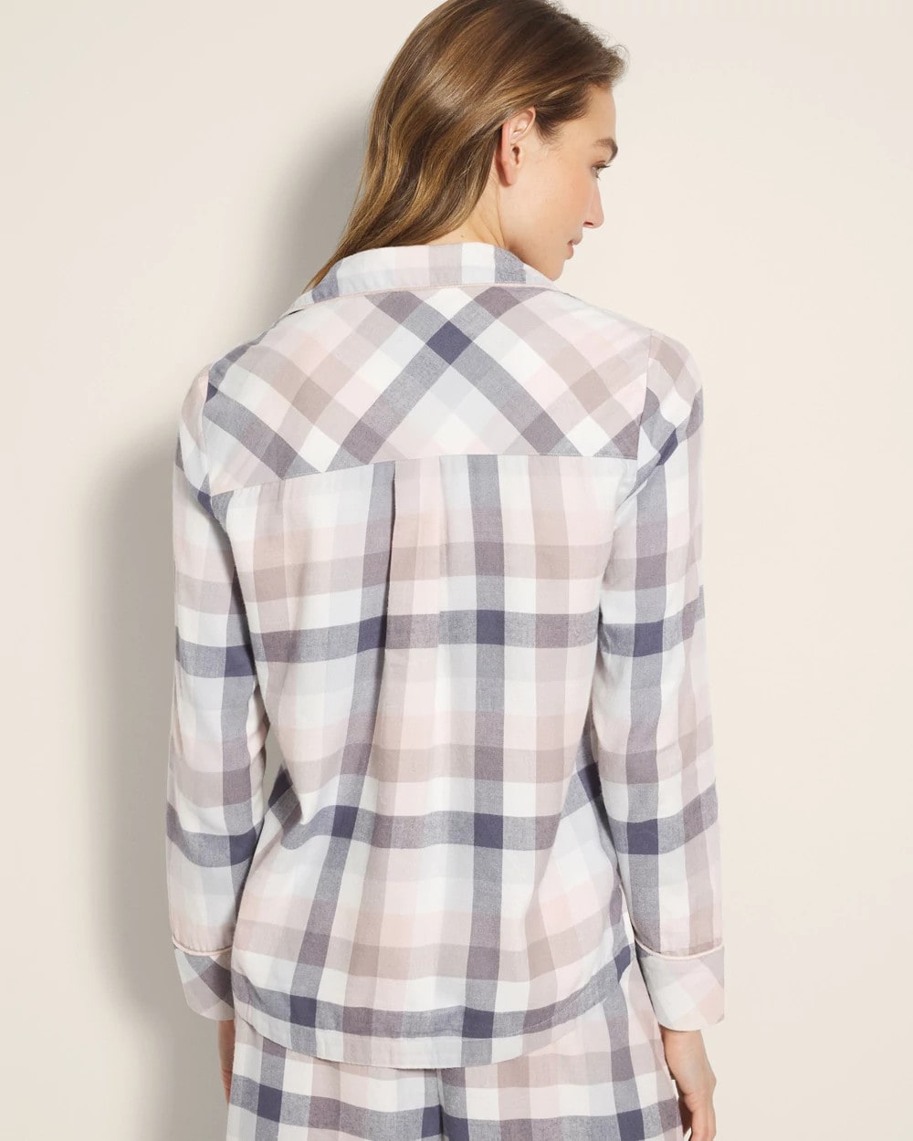 DREAMIEST PLAID GRAY Super Soft Long-Sleeve Notch Collar Pajama Top