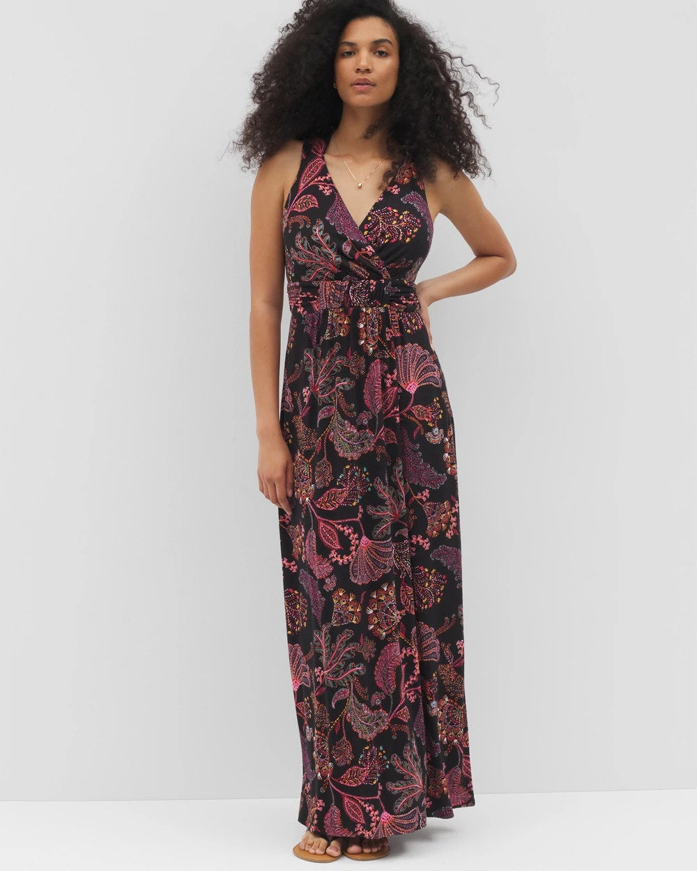 STITCH PAISLEY ALLO BLACK Isla Cross Back Maxi Bra Dress