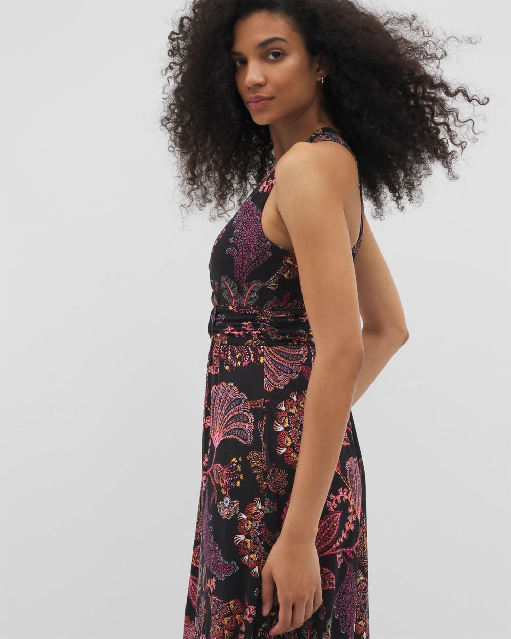 STITCH PAISLEY ALLO BLACK Isla Cross Back Maxi Bra Dress