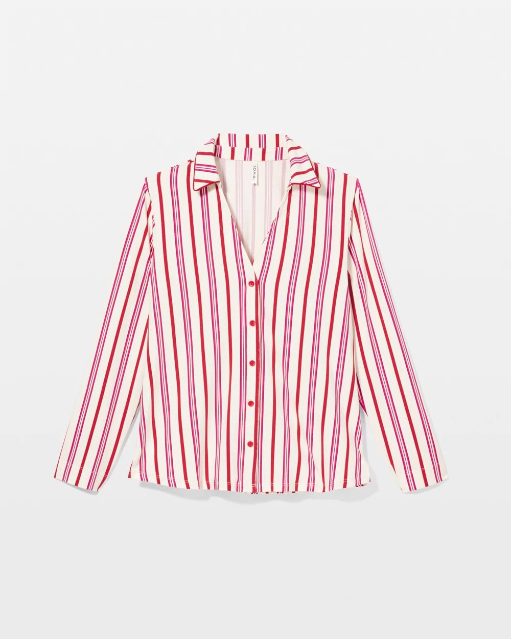 SMART STRIPE CHAMPAGNE Long-Sleeve Notch Collar Pajama Top