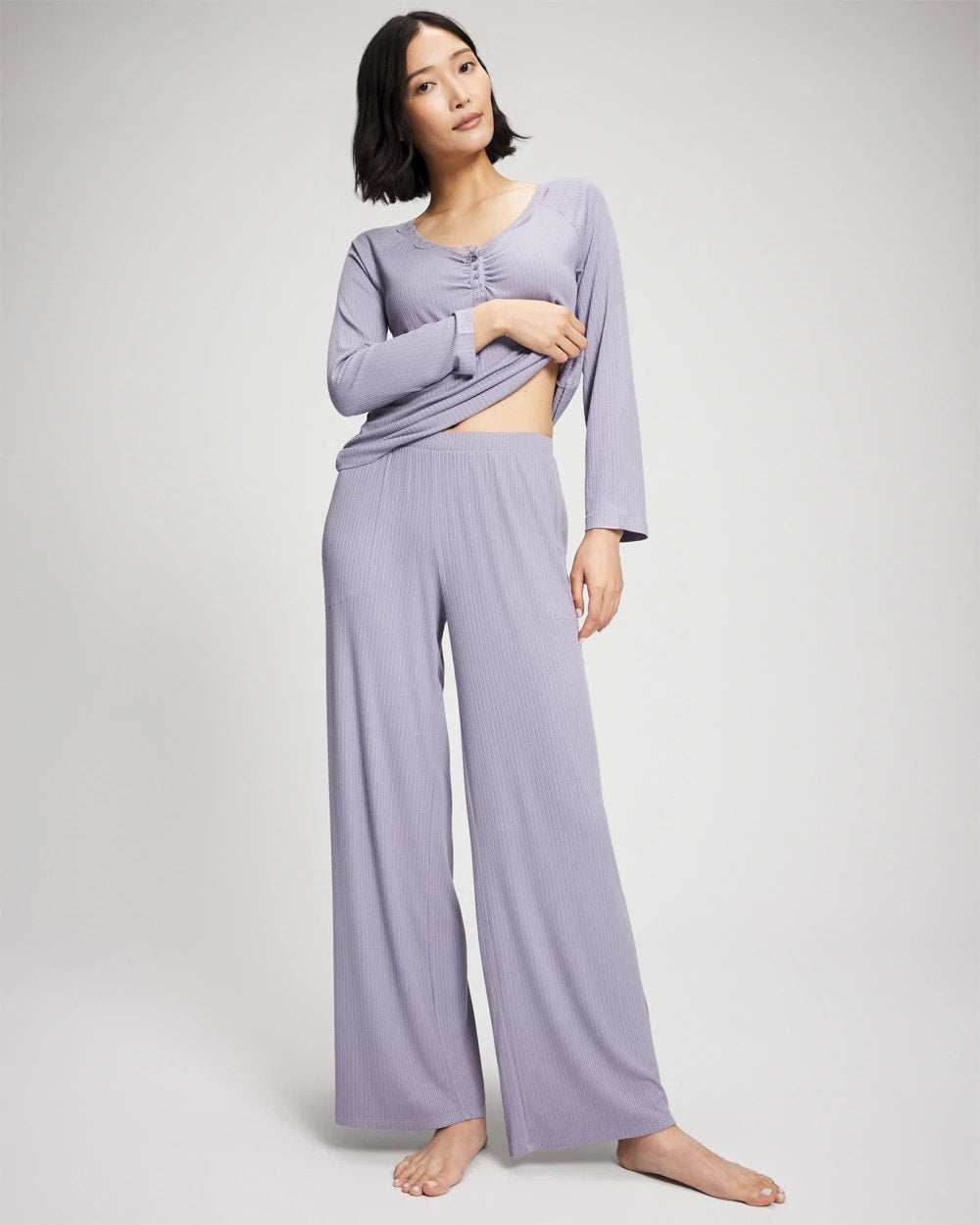 LAVENDER CLOUD Pointelle Wide Leg Pajama Pant