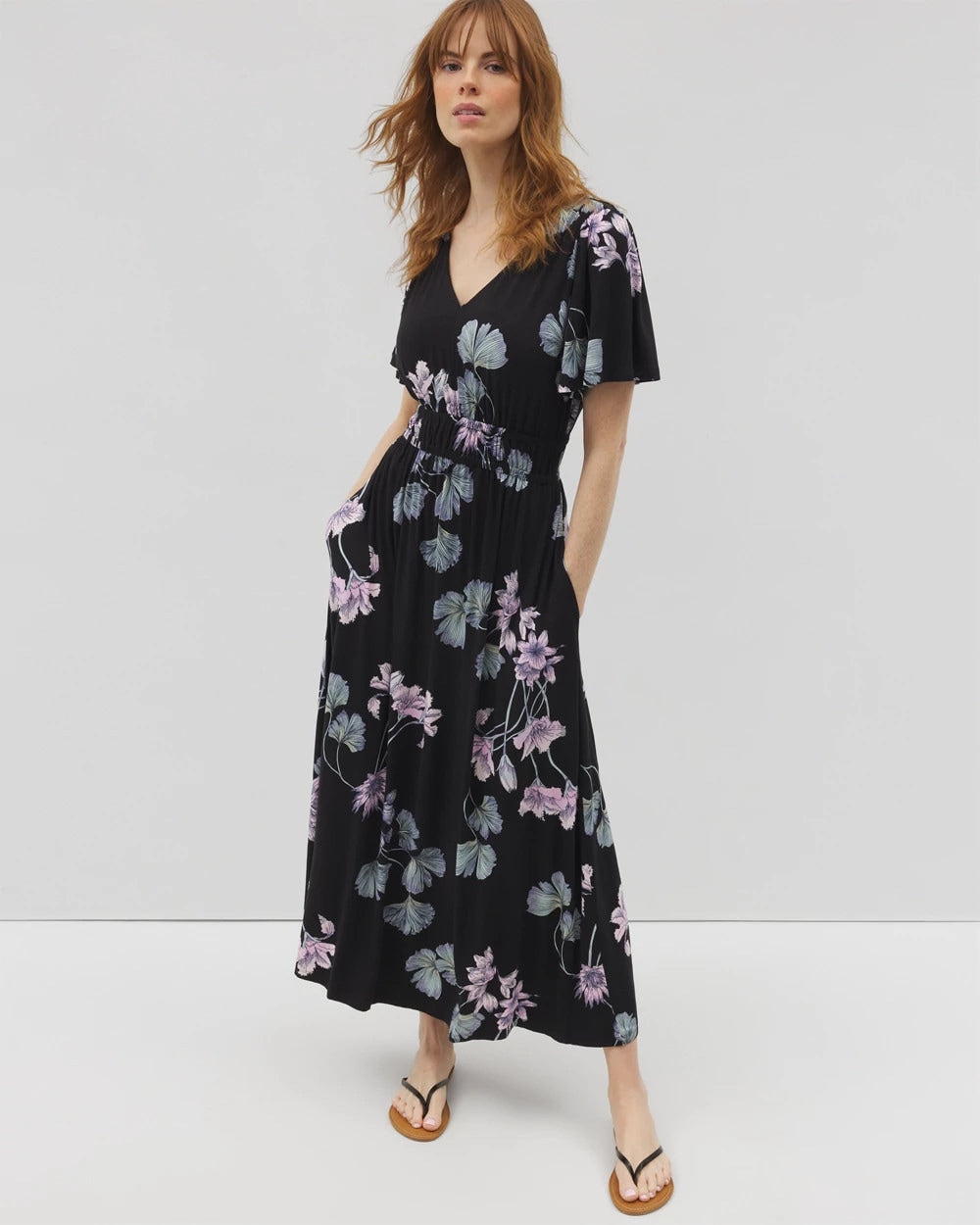 FLORAL HAVEN BLACK Oasis Midi Bra Dress