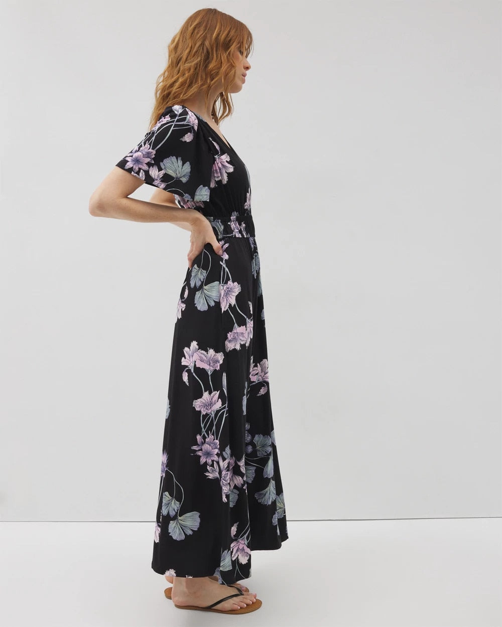 FLORAL HAVEN BLACK Oasis Midi Bra Dress