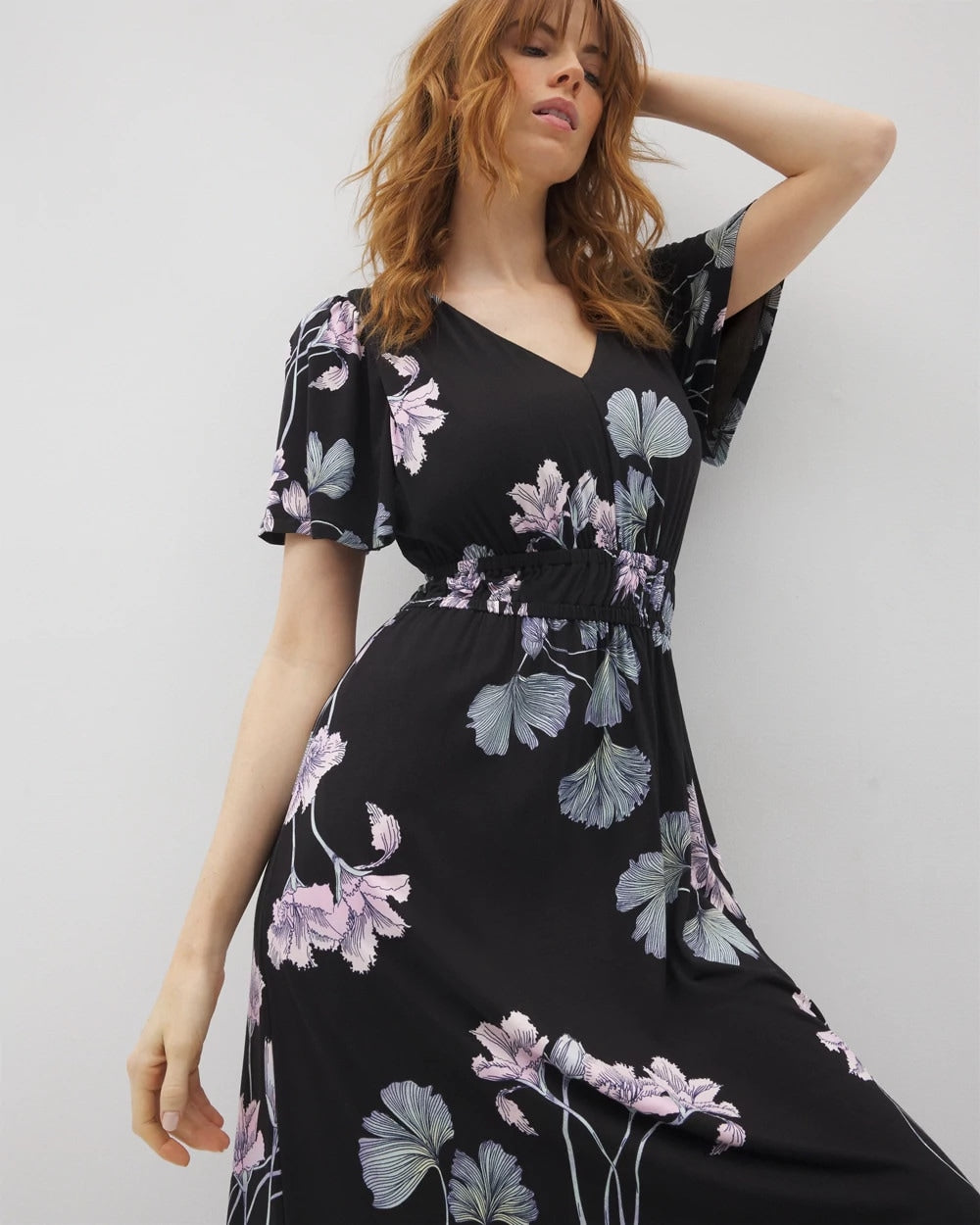FLORAL HAVEN BLACK Oasis Midi Bra Dress