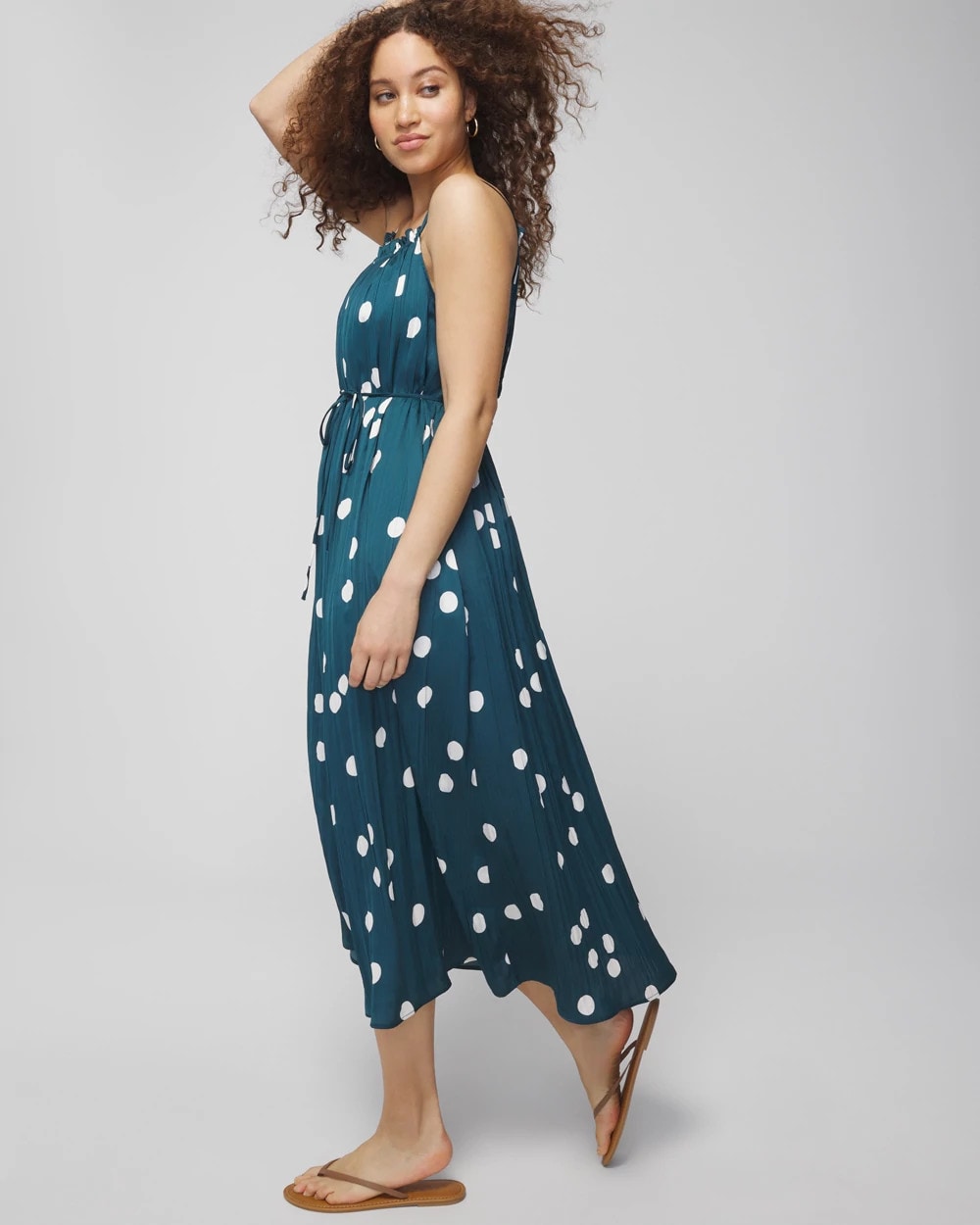 BELLE DOT DARK HARBOUR Pleated Tie Midi Bra Dress