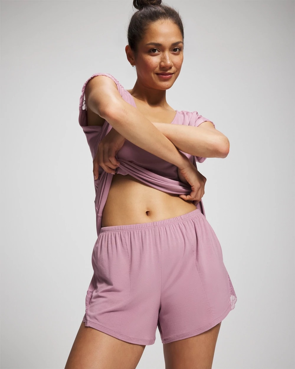 LILAC WINE Lace Trim Pajama Short