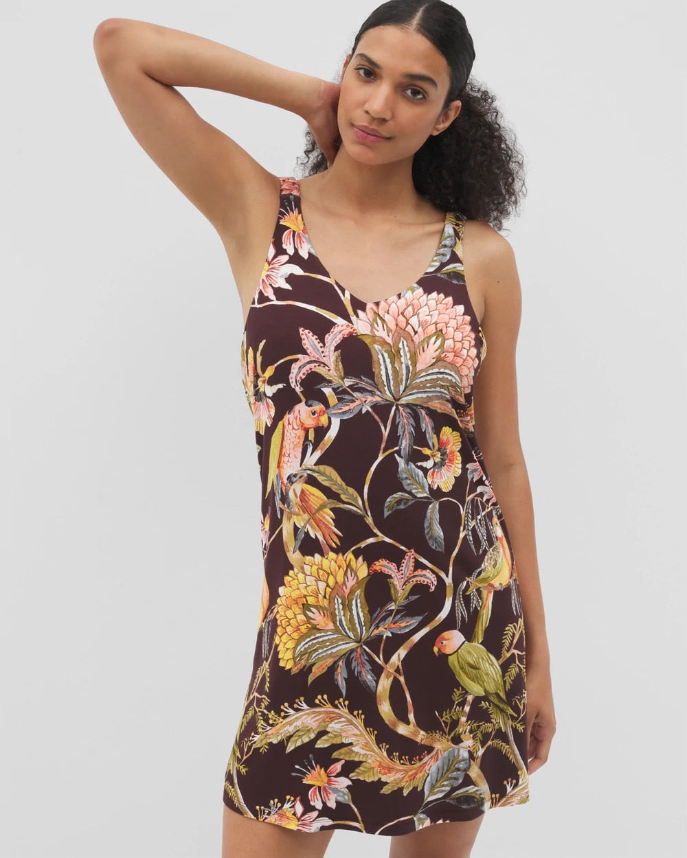 PARROT-DISO PLUME G PLUM Shirred Strap Chemise
