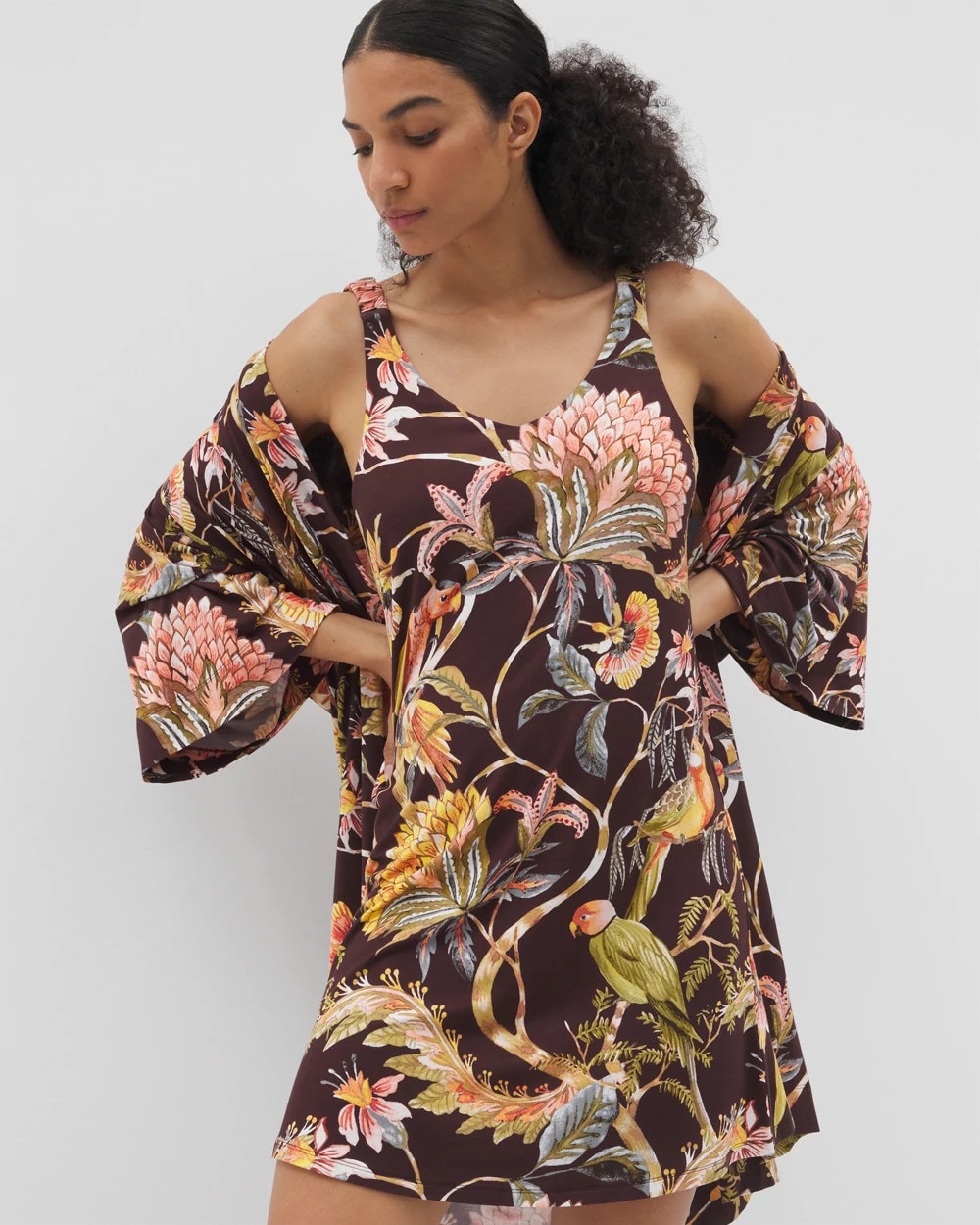 PARROT-DISO PLUME G PLUM Shirred Strap Chemise