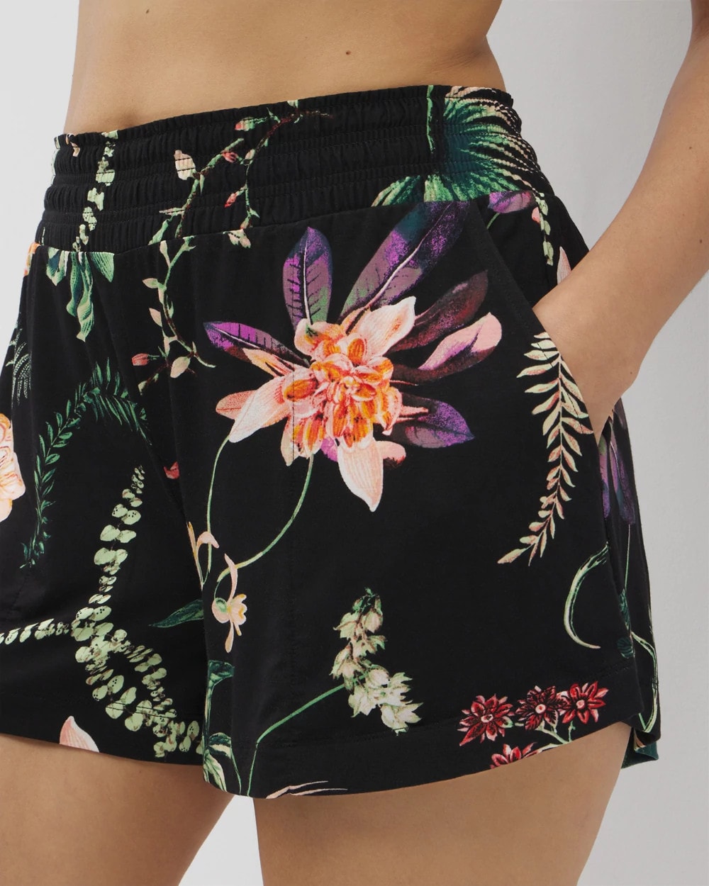 PARADISE PLUMES BLACK Pajama Shorts