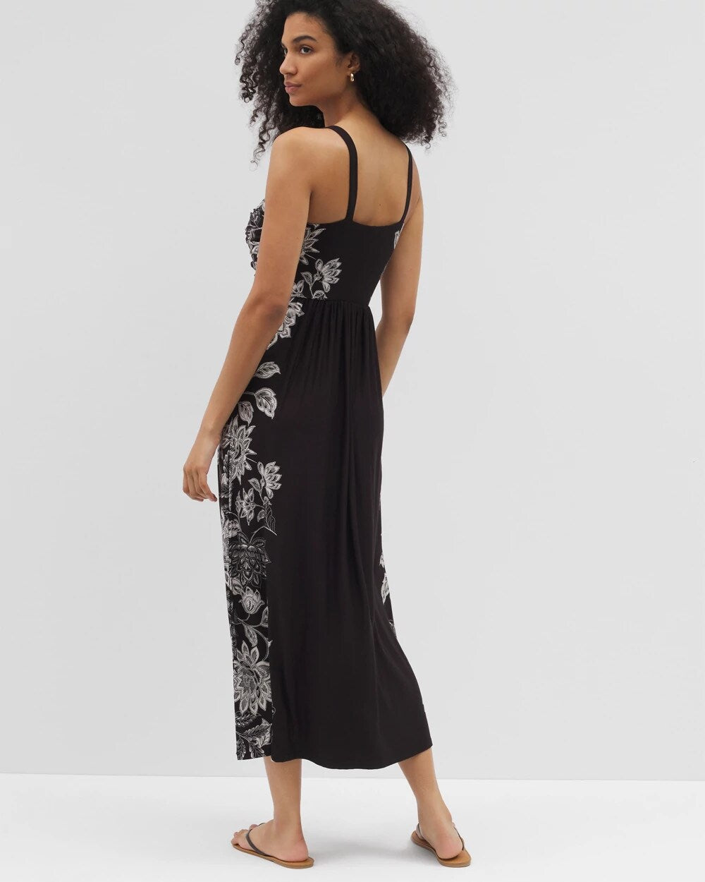 STAMPED FLORAL SCARF BLK Cabana Handkerchief Bra Dress