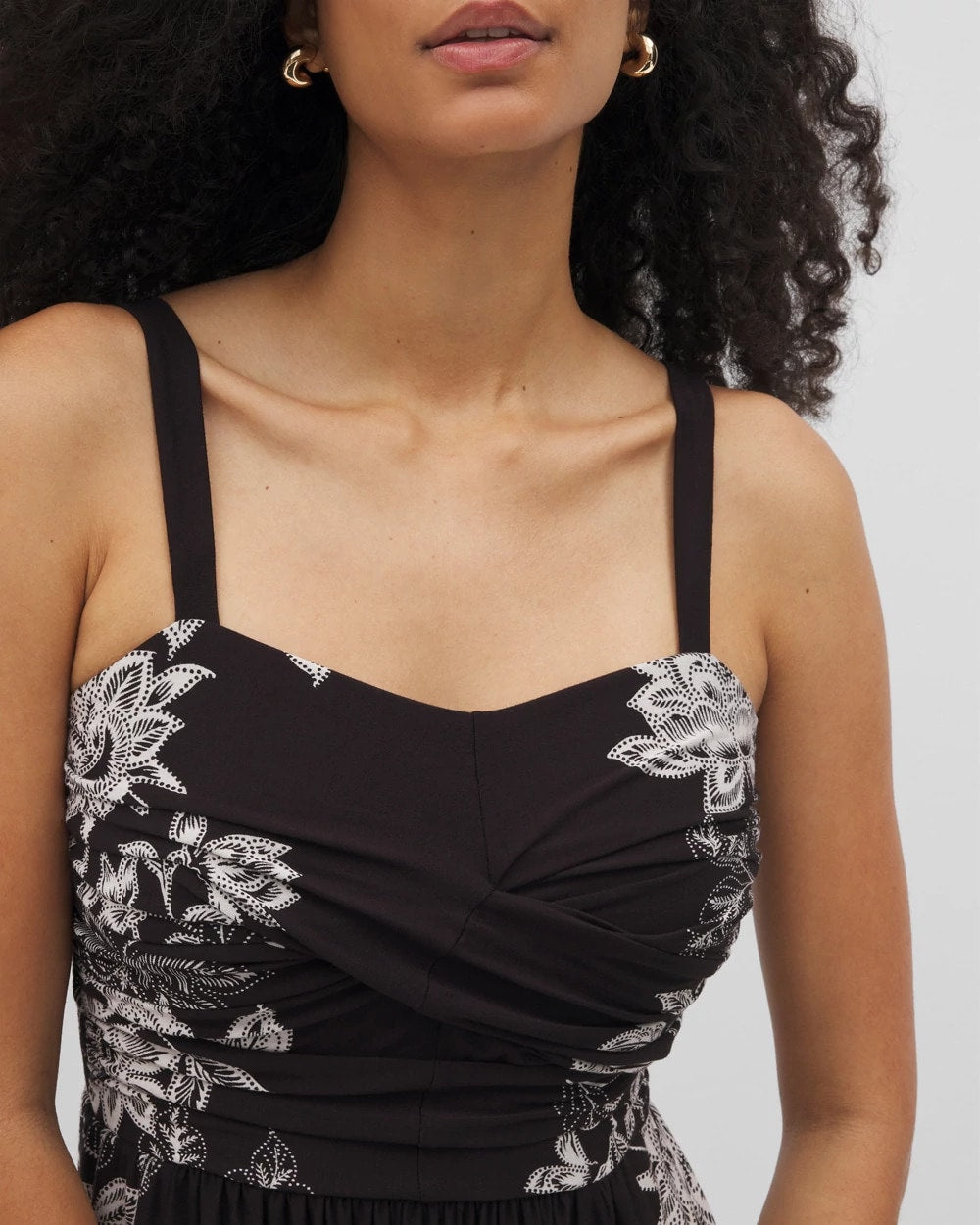 STAMPED FLORAL SCARF BLK Cabana Handkerchief Bra Dress
