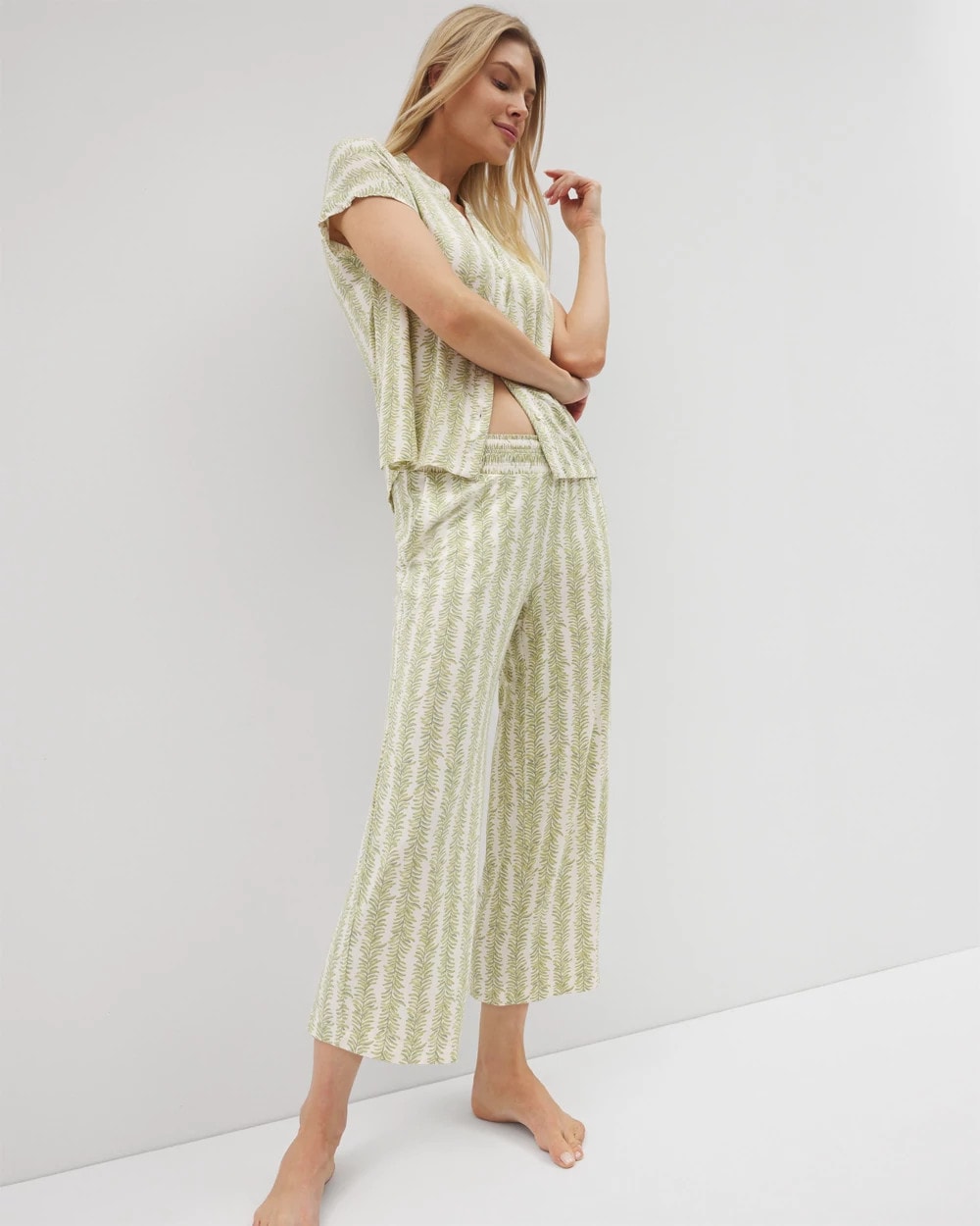 CHILL STRIPE CHAMPAGNE Cropped Pajama Pants