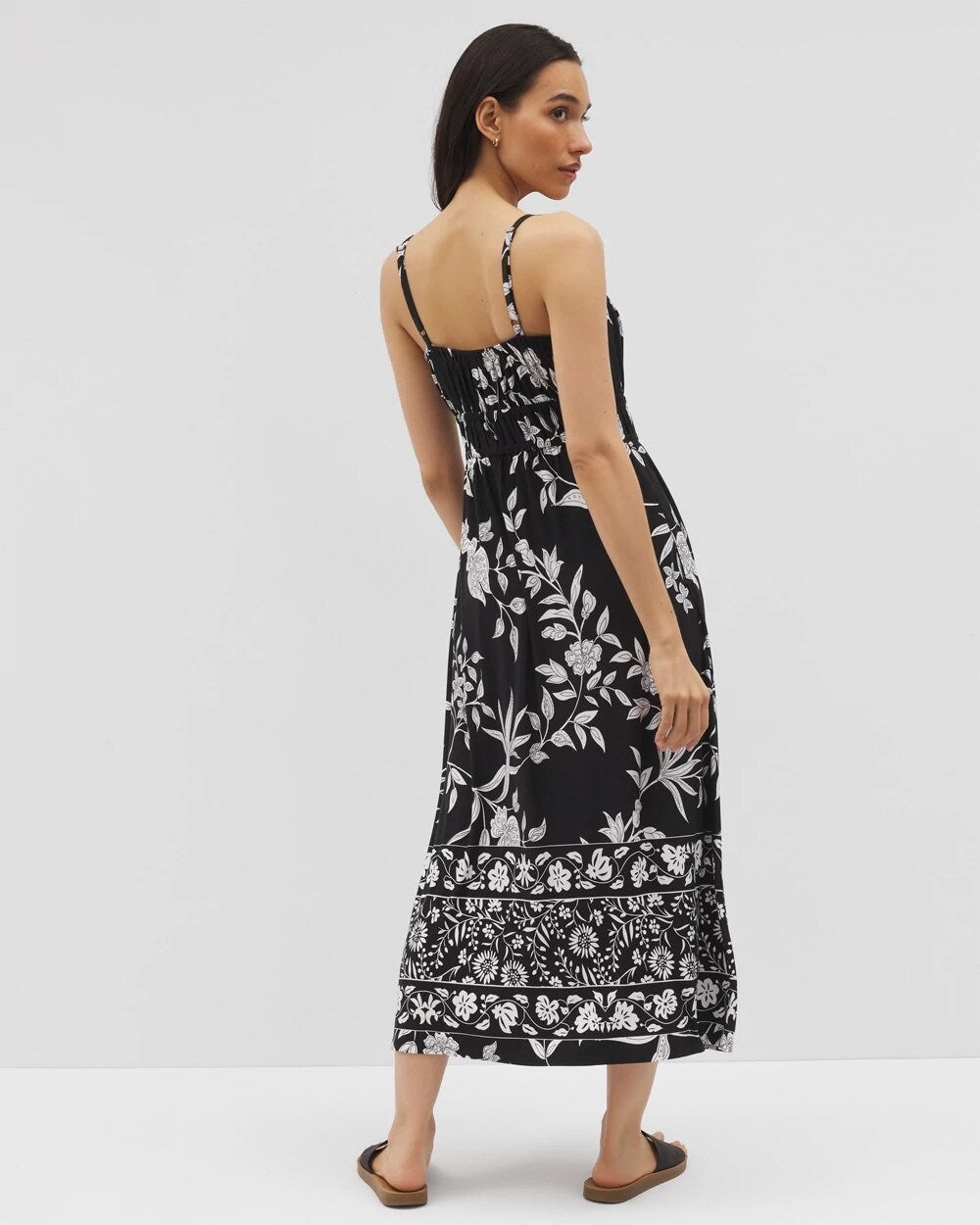 PEACEFUL FLORA BLK Paradiso Midi Bra Dress