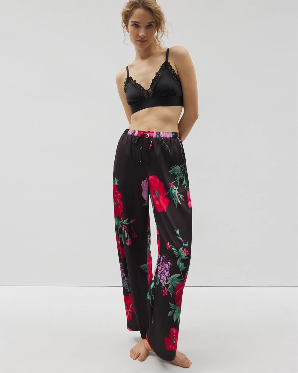RHAPSODY FLORA G BLACK Printed Pajama Pants