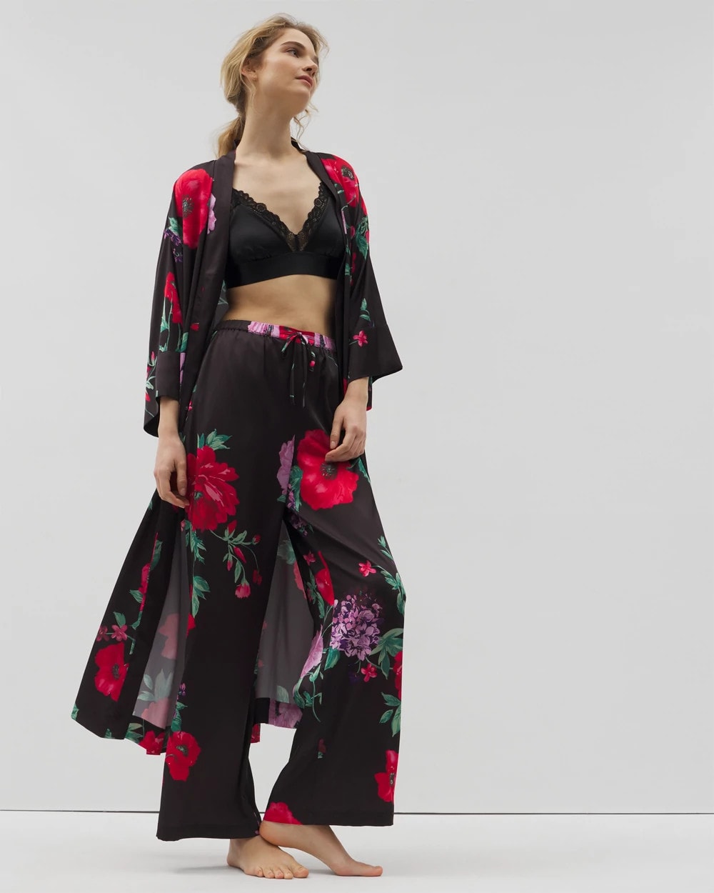 RHAPSODY FLORA G BLACK Printed Pajama Pants