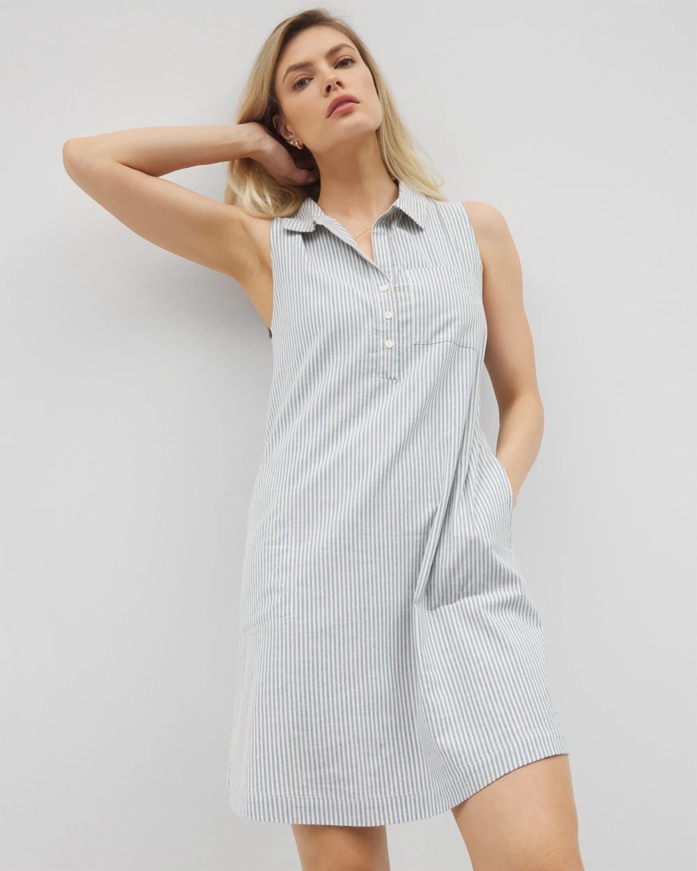 BLUE HEAVEN STRIPE Beach Cotton Short Dress