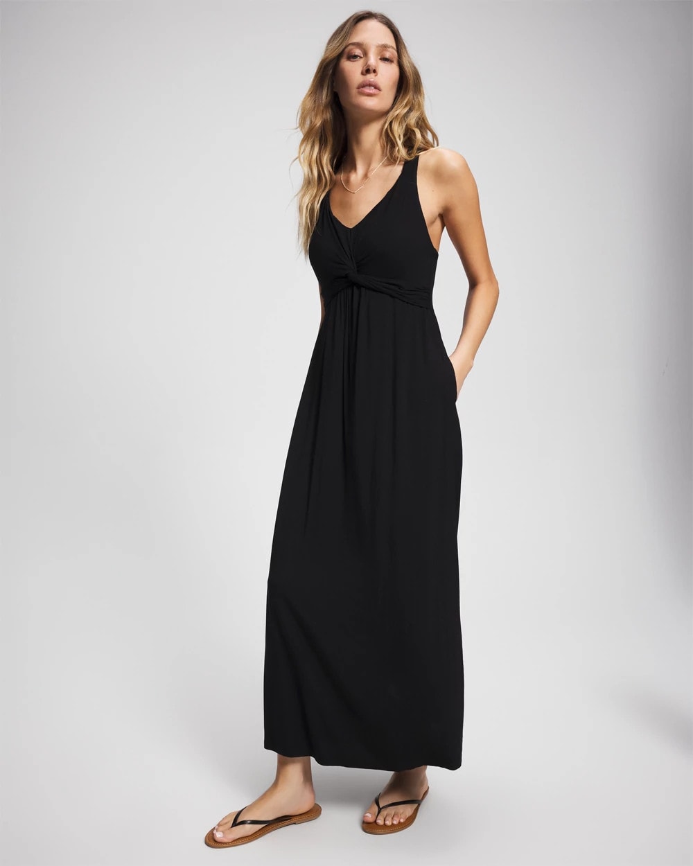 BLACK Soft Jersey Twist Front Maxi Dress