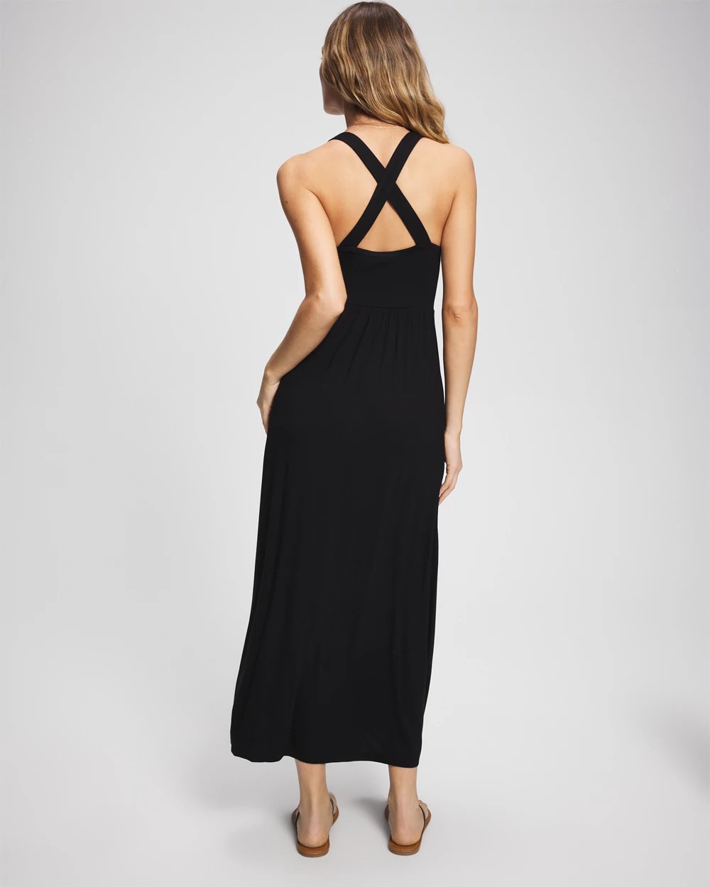 BLACK Soft Jersey Twist Front Maxi Dress