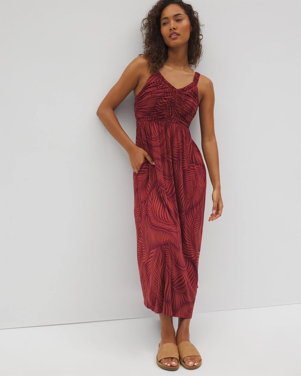 PEACEFUL PALMS MID VELVET Cabana Midi Bra Dress