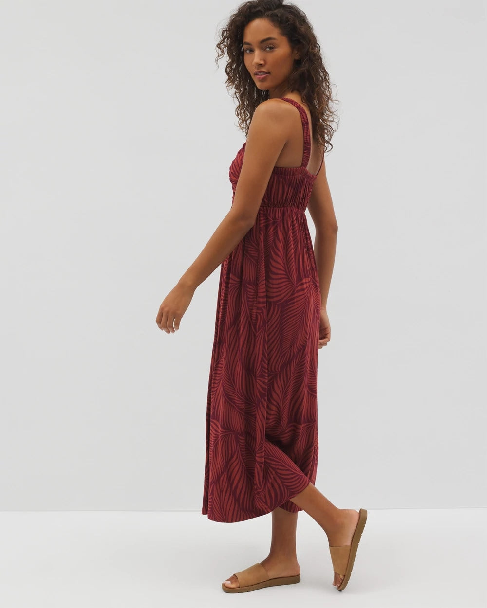 PEACEFUL PALMS MID VELVET Cabana Midi Bra Dress