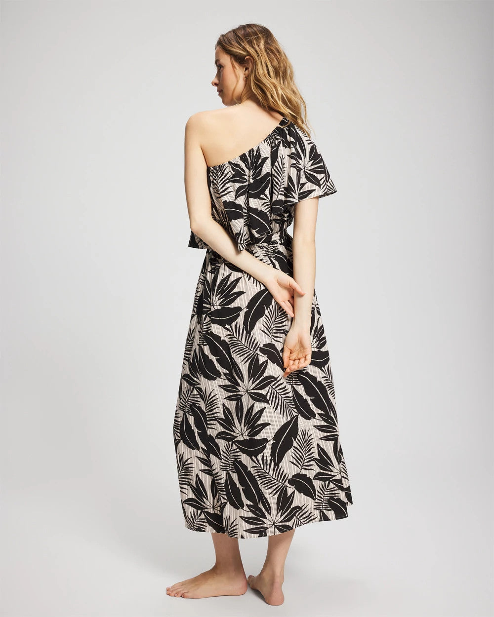 BLACK Island Time Ruffled Midi Dress