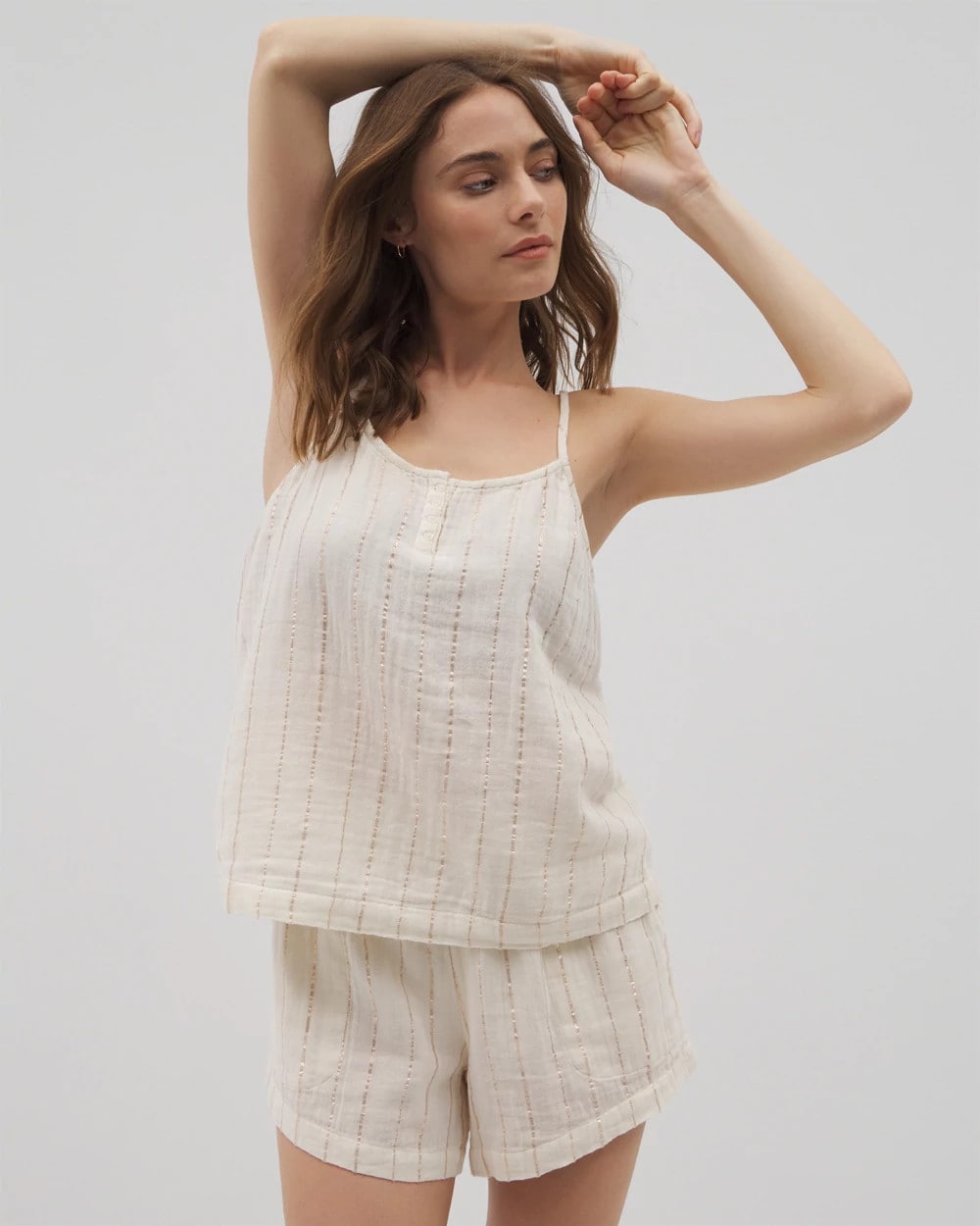 CHAMPAGNE STRIPE Cotton Gauze Pajama Cami