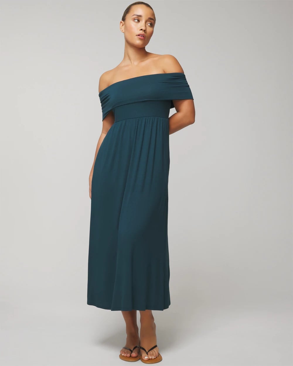 DARK HARBOUR Off-The-Shoulder Midi Bra Dress